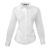 Premier Ladies Long Sleeve Poplin Blouse - White Size 30