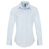 Premier Ladies Supreme Long Sleeve Poplin Shirt - Light Blue Size 26