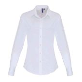 Premier Ladies Long Sleeve Stretch Fit Poplin Shirt - White Size 3XL