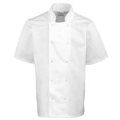 Premier Unisex Short Sleeve Stud Front Chef's Jacket - White Size 3XL