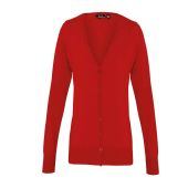 Premier Ladies Cotton Acrylic V Neck Cardigan - Red Size 24