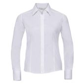 Russell Collection Ladies Long Sleeve Fitted Poplin Shirt - White Size 4XL