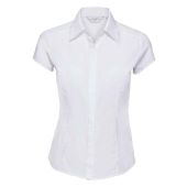 Russell Collection Ladies Cap Sleeve Fitted Poplin Shirt - White Size 4XL