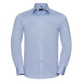 Russell Collection Long Sleeve Herringbone Shirt - Light Blue Size 19.5