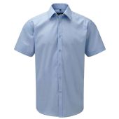 Russell Collection Short Sleeve Herringbone Shirt - Light Blue Size 19.5