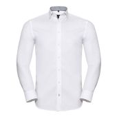 Russell Collection Long Sleeve Contrast Herringbone Shirt