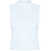 SF Ladies High Neck Crop Vest - White Size L