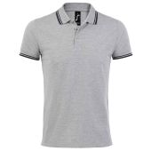 SOL'S Pasadena Tipped Cotton Piqué Polo Shirt - Heather Grey/Navy Size 3XL