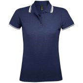 SOL'S Ladies Pasadena Tipped Cotton Piqué Polo Shirt - French Navy/White Size XXL