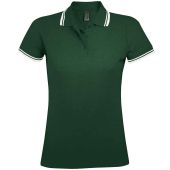 SOL'S Ladies Pasadena Tipped Cotton Piqué Polo Shirt - Forest Green/White Size S