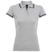 SOL'S Ladies Pasadena Tipped Cotton Piqué Polo Shirt - Heather Grey/Navy Size XXL