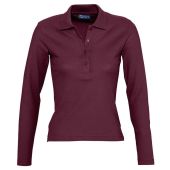 SOL'S Ladies Podium Long Sleeve Cotton Piqué Polo Shirt - Burgundy Size XL