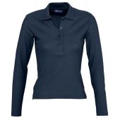 SOL'S Ladies Podium Long Sleeve Cotton Piqué Polo Shirt - Navy Size XL