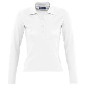 SOL'S Ladies Podium Long Sleeve Cotton Piqué Polo Shirt - White Size XL