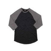 Superstar by Mantis Unisex 3/4 Sleeve Baseball T-Shirt - Black/Charcoal Marl Size XS