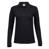 Tee Jays Ladies Luxury Stretch Long Sleeve Polo Shirt - Black Size 3XL