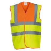 Yoko Hi-Vis Two Band and Braces Waistcoat - Orange/Yellow Size S