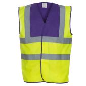 Yoko Hi-Vis Two Band and Braces Waistcoat - Purple/Yellow Size S