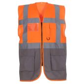 Yoko Executive Waistcoat - Orange/Grey Size S