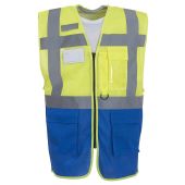 Yoko Hi-Vis Top Cool Open Mesh Executive Waistcoat - Yellow/Royal Blue Size 3XL