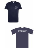 JC001B Kids Navy T-shirt c/w printed BDGC logo & Gymnast print